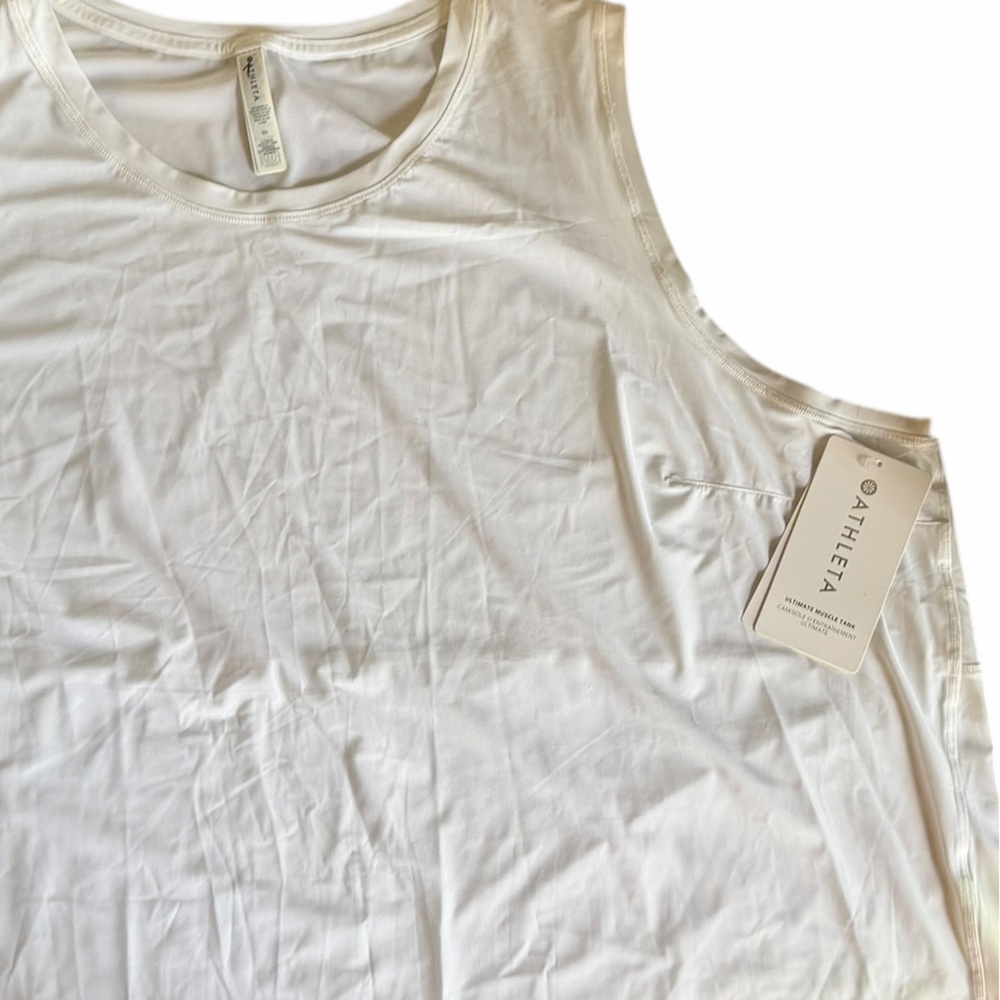 Athleta White Sleeveless Performance Ultimate Muscle Tank 3X Workout Fitness Top - Picture 7 of 9